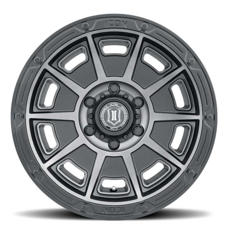 ICON Victory 17x8.5 5x5 -6mm Offset 4.5in BS Smoked Satin Black Tint Wheel