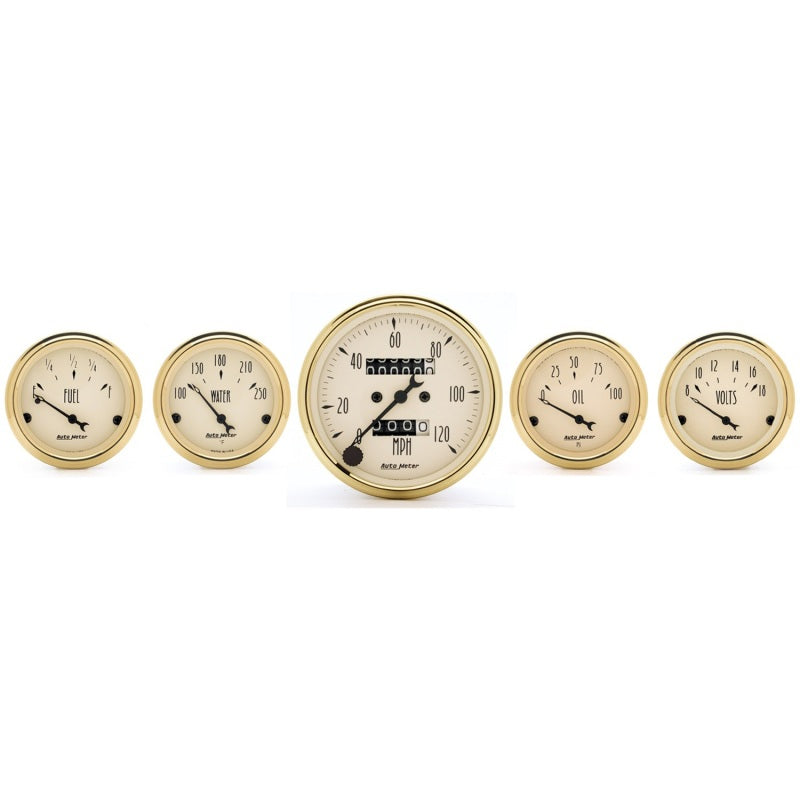 Autometer Golden Oldies 5 piece Kit (Mech Speed/Elec Oil Press/Water Temp/Volt/Fuel Level)