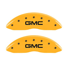 Laden Sie das Bild in den Galerie-Viewer, MGP Front set 2 Caliper Covers Engraved Front GMC Yellow finish black ch