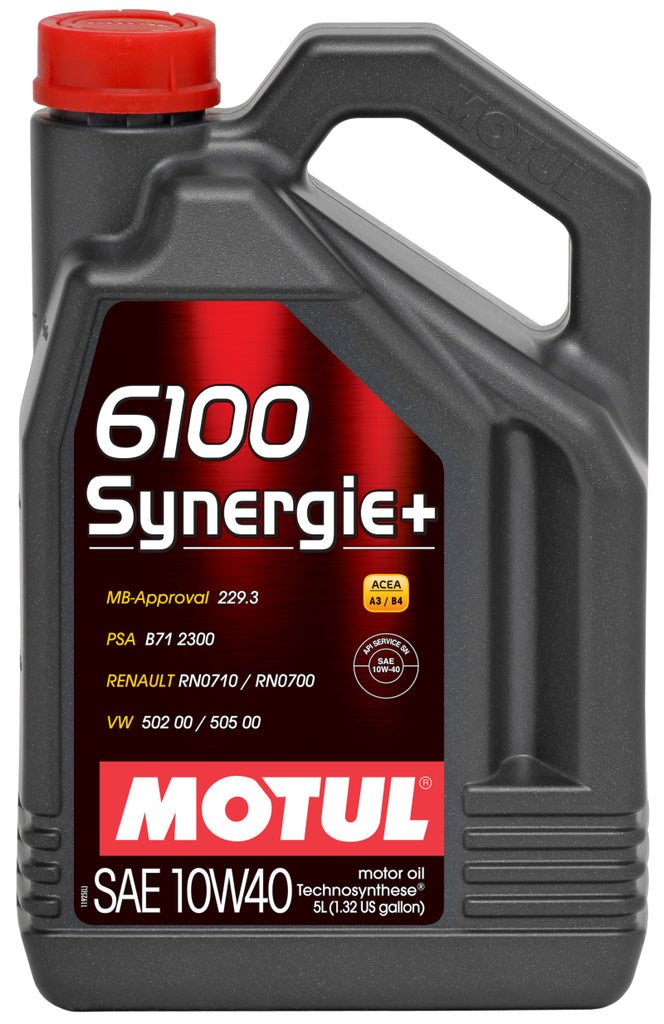 Motul 5L Technosynthese Engine Oil 6100 SYNERGIE+ 10W40 4X5L - Case of 4