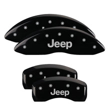 Load image into Gallery viewer, MGP 4 Caliper Covers Engraved Front &amp; Rear JEEP Black finish silver ch