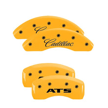 Cargar imagen en el visor de la galería, MGP 4 Caliper Covers Engraved Front Cadillac Engraved Rear ATS Yellow finish black ch