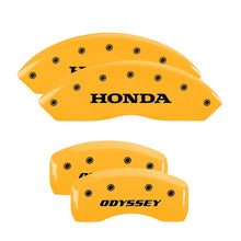 Laden Sie das Bild in den Galerie-Viewer, MGP 4 Caliper Covers Engraved Front Honda Engraved Rear Odyssey Yellow finish black ch