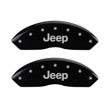 Charger l&#39;image dans la galerie, MGP Front set 2 Caliper Covers Engraved Front JEEP Black finish silver ch