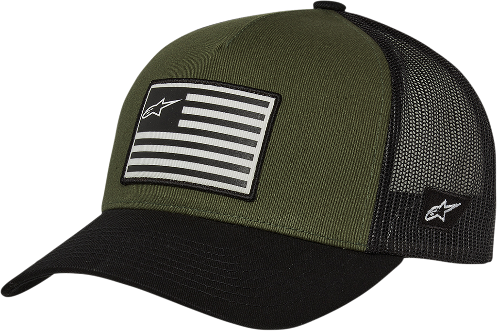 ALPINESTARS Flag Hat - Snapback - Military Green/Black - One Size 1211810136910OS