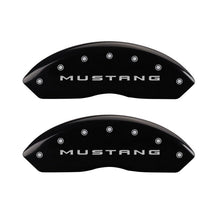 Laden Sie das Bild in den Galerie-Viewer, MGP 4 Caliper Covers Engraved Front 2015/Mustang Engraved Rear 2015/37 Black finish silver ch