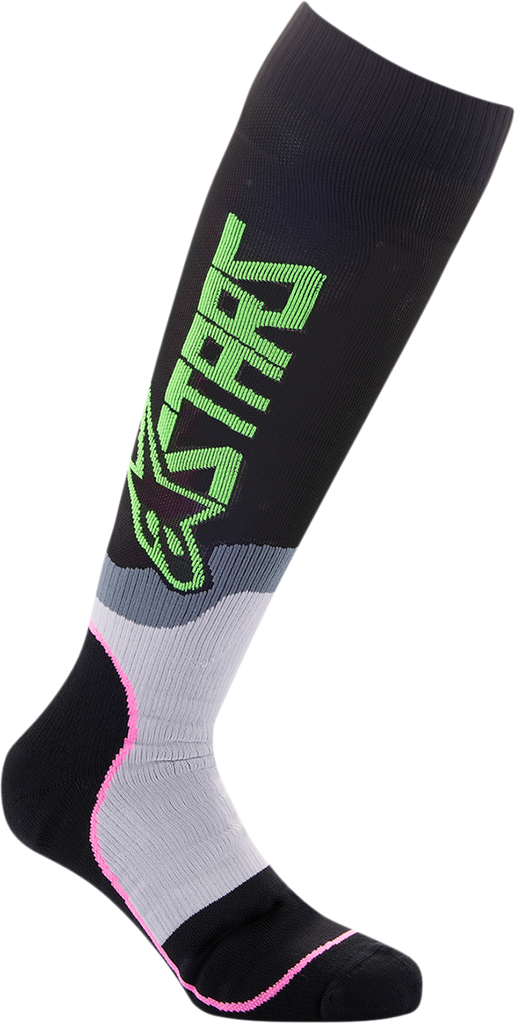 ALPINESTARS MX Plus-2 Socks - Black/Green/Neon/Pink Fluorescent - Medium 4701920-1669-M