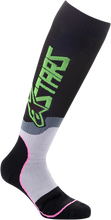 Cargar imagen en el visor de la galería, ALPINESTARS MX Plus-2 Socks - Black/Green/Neon/Pink Fluorescent - Medium 4701920-1669-M