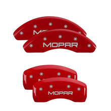 Load image into Gallery viewer, MGP 4 Caliper Covers Engraved Front &amp; Rear MOPAR Red finish silver ch