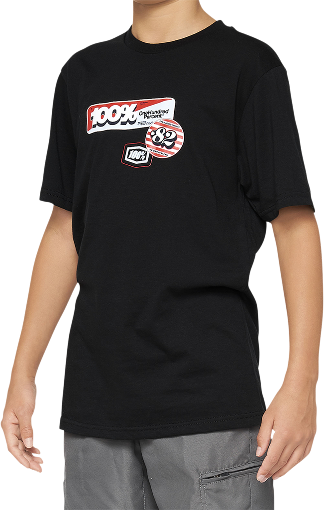 100% Youth Stamps T-Shirt - Black - Large 34021-001-06