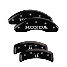 Laden Sie das Bild in den Galerie-Viewer, MGP 4 Caliper Covers Engraved Front Honda Engraved Rear H Logo Black finish silver ch