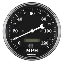 Cargar imagen en el visor de la galería, Auto Meter Gauge Speedo. 5in 120mph Elec. Prog. w/ LCD Odo Old Tyme Black