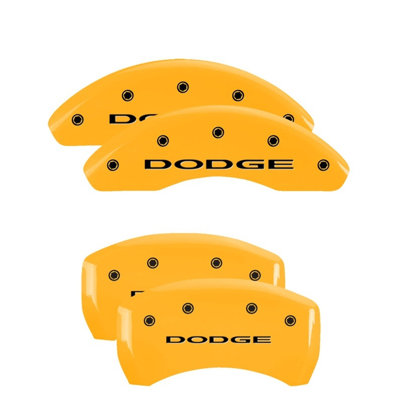 MGP 4 Caliper Covers Engraved Front & Rear With out stripes/Dodge Yellow finish black ch