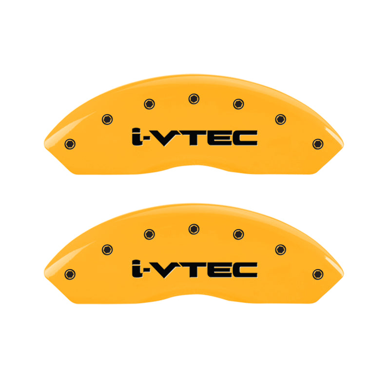 MGP 4 Caliper Covers Engraved Front & Rear i-Vtec Yellow finish black ch