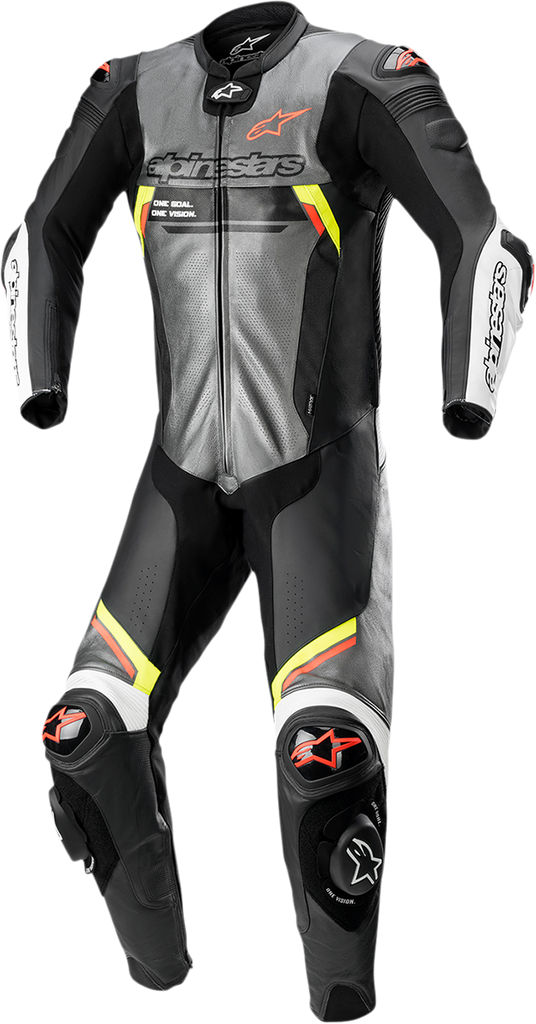 ALPINESTARS Missile Ignition v2 1-Piece Suit - Metallic Gray/Black/Yellow/Red Fluorescent - US 36 / EU 46 3150222-9135-46