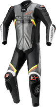 गैलरी व्यूवर में इमेज लोड करें, ALPINESTARS Missile Ignition v2 1-Piece Suit - Metallic Gray/Black/Yellow/Red Fluorescent - US 36 / EU 46 3150222-9135-46