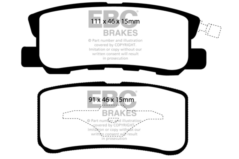 EBC 09+ Jeep Compass 2.0 (302mm Rear Rotors) Extra Duty Rear Brake Pads