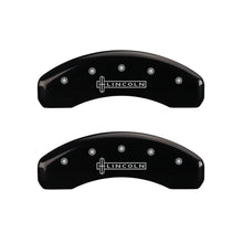 Carica l&#39;immagine nel visualizzatore di Gallery, MGP 4 Caliper Covers Engraved Front &amp; Rear Lincoln Black finish silver ch