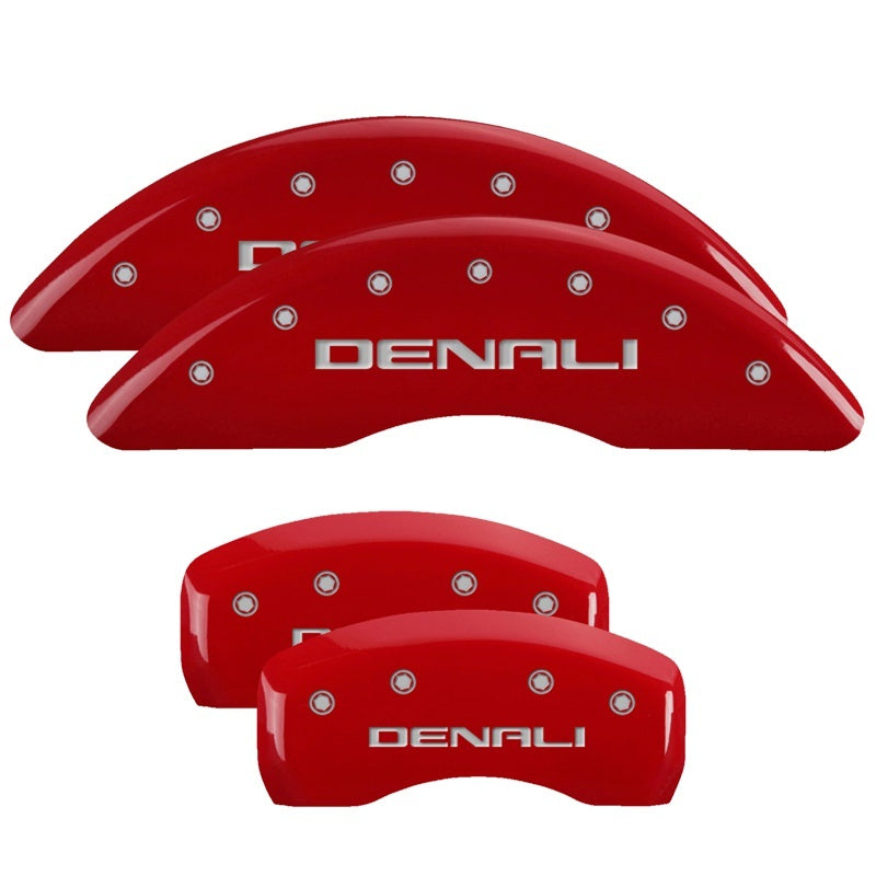 MGP 4 Caliper Covers Engraved Front & Rear Denali Red finish silver ch