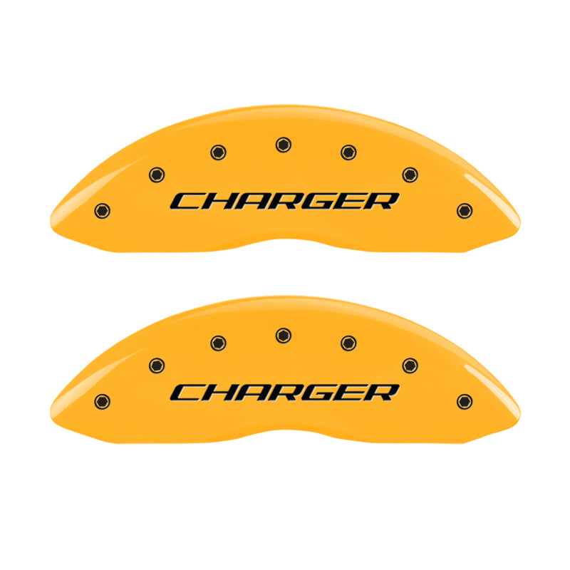 MGP 4 Caliper Covers Engraved Front & Rear Block/Charger Yellow Finish Black Char 2006 Dodge Charger