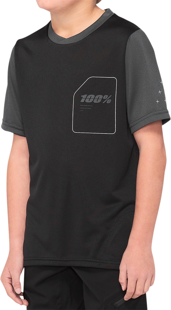 100% Youth Ridecamp Jersey - Short-Sleeve - Black/Charcoal - Small 40031-00000