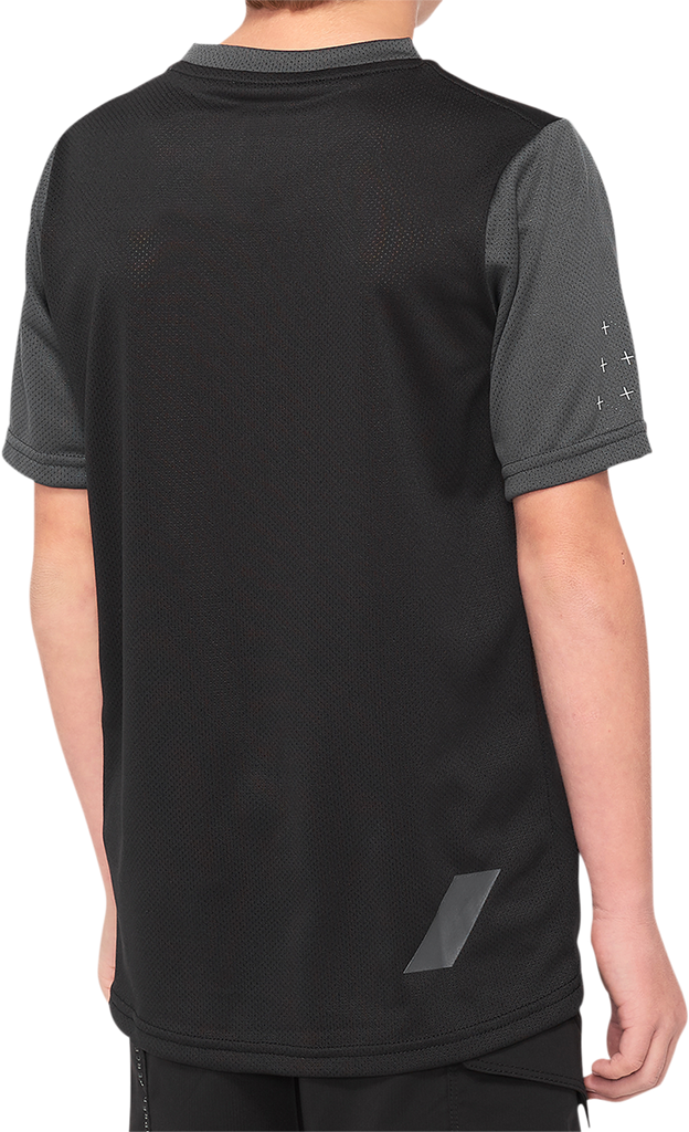 100% Youth Ridecamp Jersey - Short-Sleeve - Black/Charcoal - Small 40031-00000