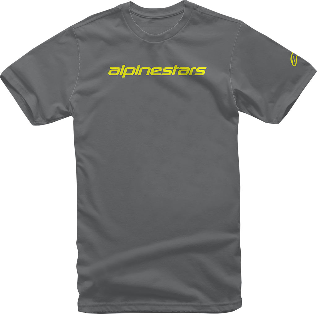 ALPINESTARS Linear Wordmark T-Shirt - Charcoal/Fluorescent Yellow - Medium 1212-720201852M