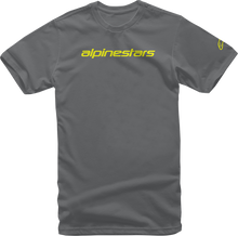 Laden Sie das Bild in den Galerie-Viewer, ALPINESTARS Linear Wordmark T-Shirt - Charcoal/Fluorescent Yellow - Medium 1212-720201852M