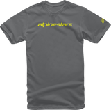 ALPINESTARS Linear Wordmark T-Shirt - Charcoal/Fluorescent Yellow - Medium 1212-720201852M