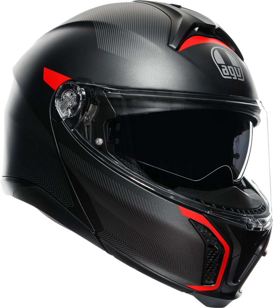 AGV Tourmodular Helmet - Frequency - Matte Gunmetal/Red - Medium 211251F2OY00512