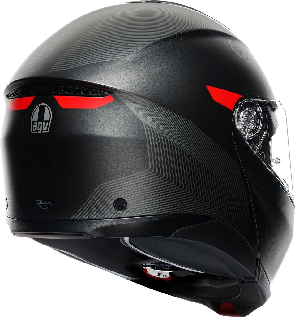 AGV Tourmodular Helmet - Frequency - Matte Gunmetal/Red - Medium 211251F2OY00512