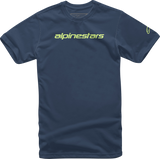 ALPINESTARS Linear Wordmark T-Shirt - Navy/Lime - Large 1212-720207036L