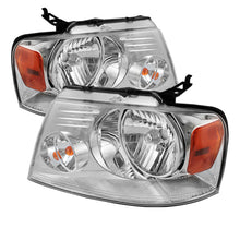 Charger l&#39;image dans la galerie, Xtune Ford F150 04-08 Amber Crystal Headlights Chrome HD-JH-FF15004-AM-C