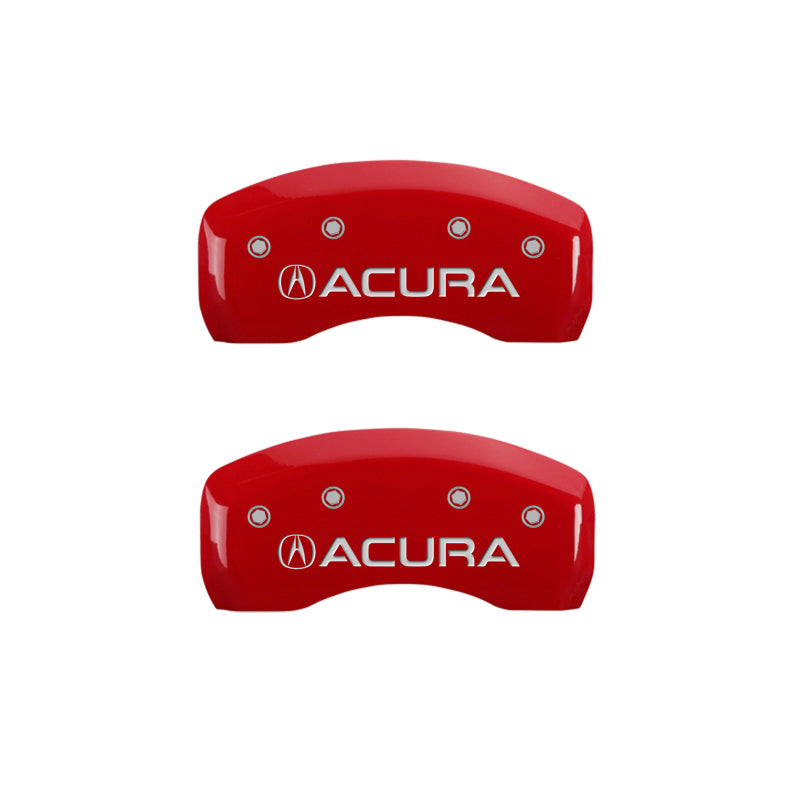 MGP 4 Caliper Covers Engraved Front & Rear Acura Red Finish Silver Char 2017 Acura RDX