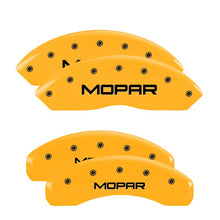 Load image into Gallery viewer, MGP 4 Caliper Covers Engraved Front &amp; Rear Mopar Yellow Finish Black Char 2010 Dodge Nitro