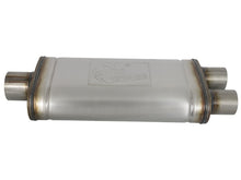 Cargar imagen en el visor de la galería, aFe MACHForce XP SS Muffler 3in Center Inlet / 2.5in Dual Outlets 18in L x 9in W x4in H Body