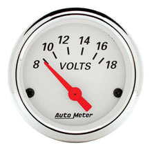 Cargar imagen en el visor de la galería, Autometer Arctic White 2-1/16in 8-18 Volts Air-Core Voltmeter Gauge