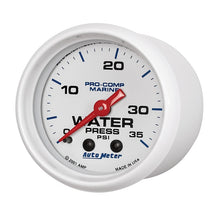 Laden Sie das Bild in den Galerie-Viewer, Autometer Marine White 2-1/16in 35 PSI Mechanical Water Pressure Gauge