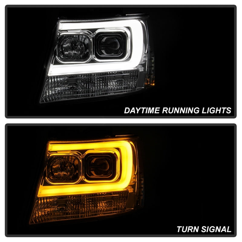 Spyder 07-14 Chevy Suburban/Tahoe V2 Projector Headlights LED Turn Sig Chrome PRO-YD-CSUB07V3-SB-C