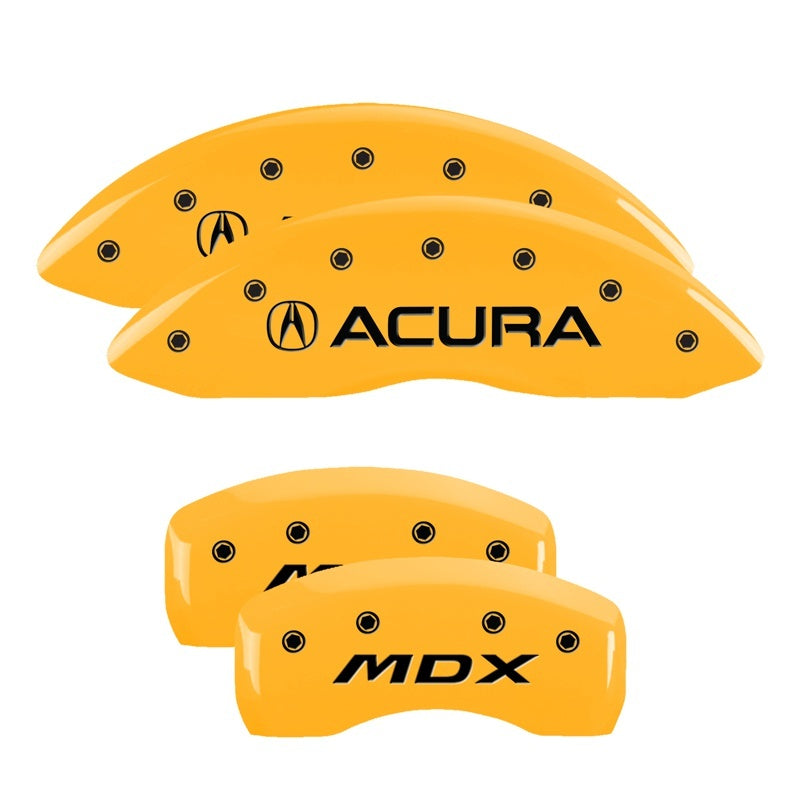 MGP 4 Caliper Covers Engraved Front & Rear Vtech Yellow Finish Black Char 2004 Acura RSX