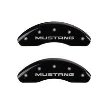 Laden Sie das Bild in den Galerie-Viewer, MGP 4 Caliper Covers Engraved Front Mustang Engraved Rear Pony Black finish silver ch