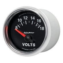 Laden Sie das Bild in den Galerie-Viewer, Autometer GS 52mm 8-18 Volts Short Sweep Electronic Voltmeter Gauge