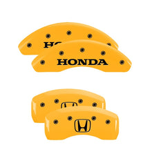 Laden Sie das Bild in den Galerie-Viewer, MGP 4 Caliper Covers Engraved Front Honda Rear H Logo Yellow Finish Black Char 1998 Honda Prelude