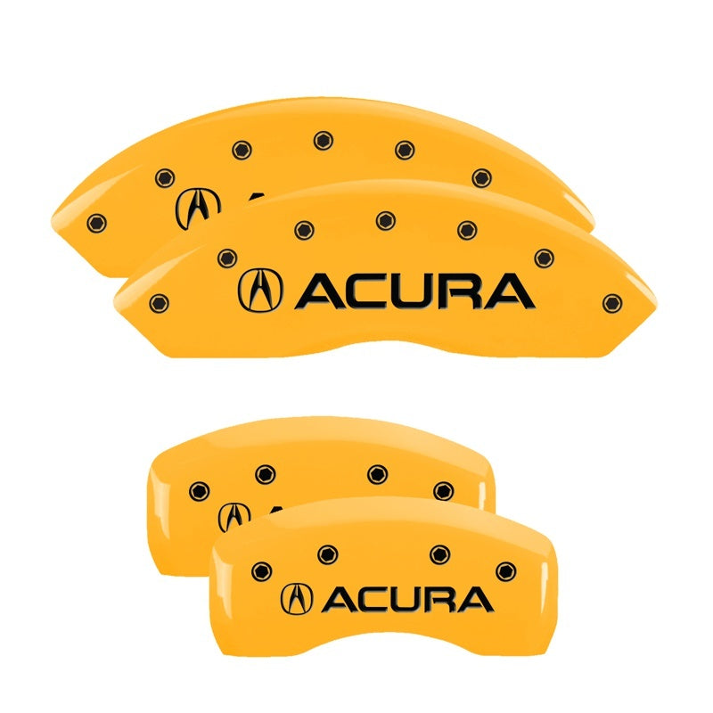 MGP 4 Caliper Covers Engraved Front & Rear Acura Yellow finish black ch