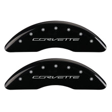 Cargar imagen en el visor de la galería, MGP 4 Caliper Covers Engraved Front &amp; Rear C7/Corvette Black finish silver ch