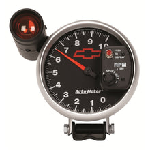 Laden Sie das Bild in den Galerie-Viewer, Autometer GM Bowtie Black 5in 10000 RPM Pedestal Electronic Tachometer w/ Ext Shift Light