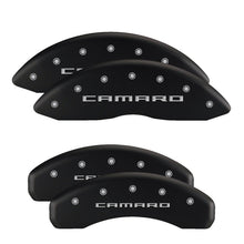 Cargar imagen en el visor de la galería, MGP 4 Caliper Covers Engraved Front &amp; Rear Chevy racing Black finish silver ch