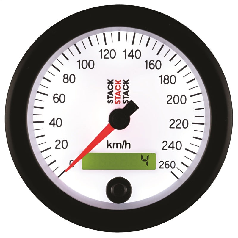 Autometer Stack Instruments 88MM 0-260 KM/H Programmable Speedometer - White