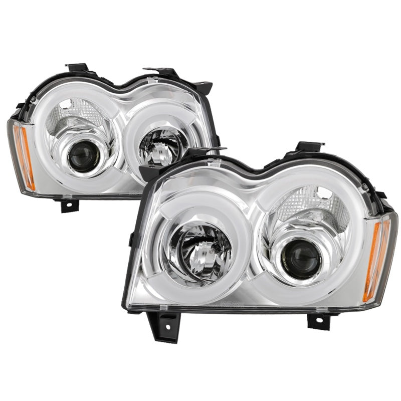 Spyder 05-07 Jeep Grand Cherokee - Light Bar Projector Headlights - Chrome - PRO-YD-JGC05V2-LB-C