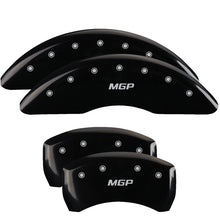 Load image into Gallery viewer, MGP 4 Caliper Covers Engraved Front &amp; Rear MGP Black Finish Silver Char 2016 Buick Regal